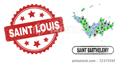 Saint Louis Distress Stamp and Saint Barthelemy Map Mosaic of Pandemic Winter Saint Louis Distress Stamp and Saint Barthelemy Map Mosaic of Pandemic Winter 72373595