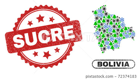 Sucre Distress Seal and Bolivia Map Mosaic of Coronavirus Christmas 72374183