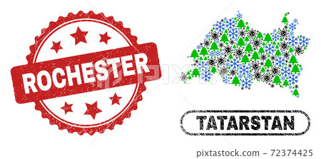 Rochester Scratched Seal and Tatarstan Map Mosaic of Covid Winter 72374425