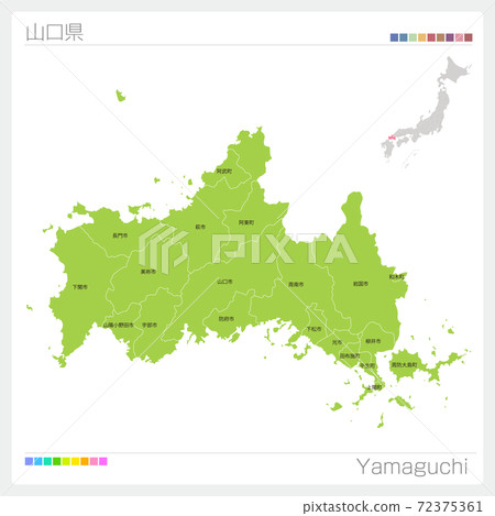 Map of Yamaguchi Prefecture, Yamaguchi, municipalities (municipalities, divisions) 72375361
