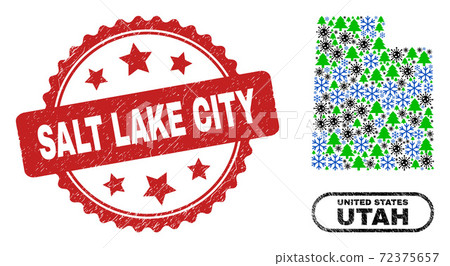 Salt Lake City Textured Seal Stamp and Utah State Map Composition of Pandemic New Year Salt Lake City Textured Seal Stamp and Utah State Map Composition of Pandemic New Year 72375657