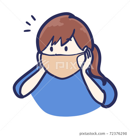 Illustration of a woman wearing a mask and living a new habit 72376298