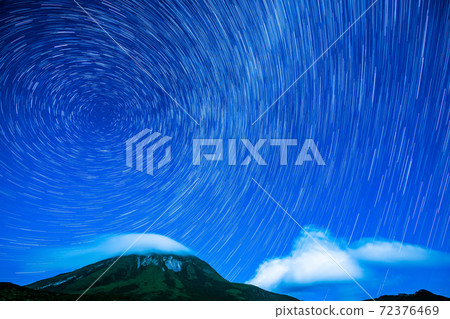 北海道知床的星空：勞薩達克和知床通行證上的星星軌跡 72376469