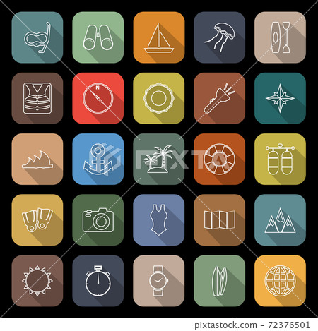 Diving line flat icons with long shadow Diving line flat icons with long shadow 72376501