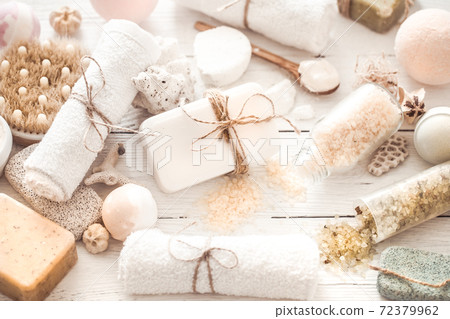 objects Spa on a light wooden background objects Spa on a light wooden background 72379962
