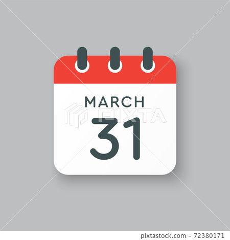 Icon day date 31 March, template calendar page Icon day date 31 March, template calendar page 72380171