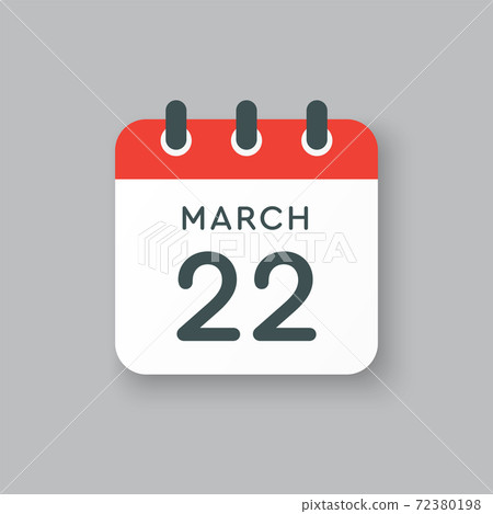 Icon day date 22 March, template calendar page Icon day date 22 March, template calendar page 72380198