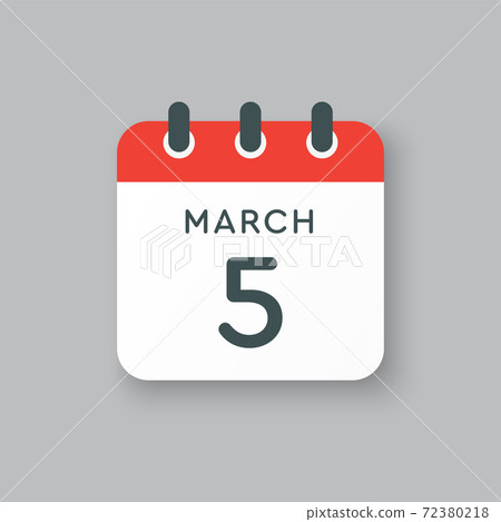 Icon day date 5 March, template calendar page - Stock Illustration ...