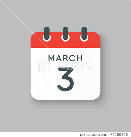 Icon day date 3 March, template calendar page Icon day date 3 March, template calendar page 72380220