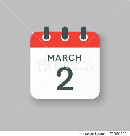 Icon day date 2 March, template calendar page Icon day date 2 March, template calendar page 72380221