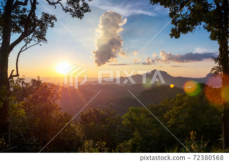 Mountain with warm light Mountain with warm light 72380568