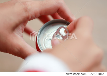 closeup human hands open can 72381864