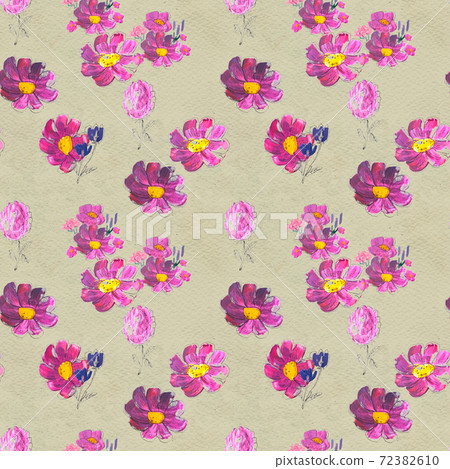 Seamless pattern with flowers. Watercolor or acrylic painting. Hand drawn floral background. 72382610