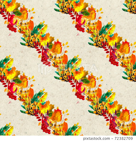Autumn watercolor hand drawn seamless pattern... - Stock Illustration ...
