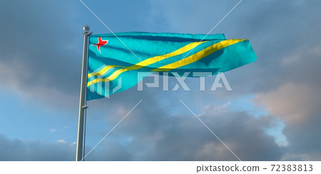 3d rendering of the national flag of the Aruba 72383813