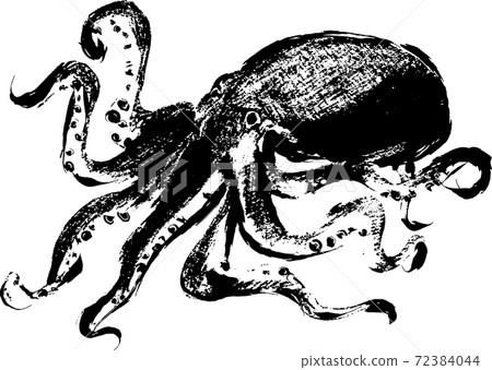 Illustration of an artistic octopus drawn with ink Illustration of an artistic octopus drawn with ink 72384044