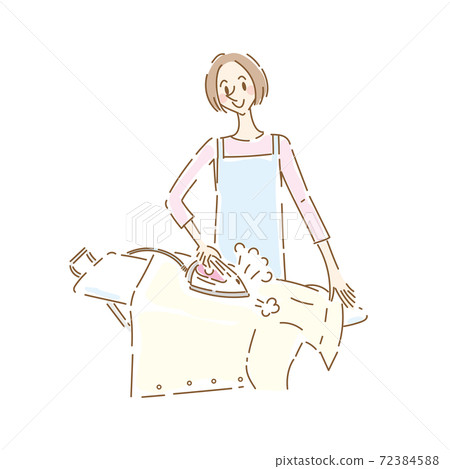 Cute housewife ironing 72384588