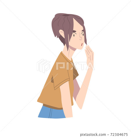 Surprised and Shocked Girl, Person Woman with Frightened Face Expression Cartoon Style Vector Illustration Surprised and Shocked Girl, Person Woman with Frightened Face Expression Cartoon Style Vector Illustration 72384675