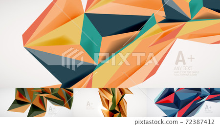 Set of 3d low poly style geometric shape on... - Stock Illustration ...