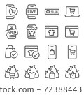Online Selling icon illustration vector set. Contains such icons as Online shopping, Sale, Hot price, Live online selling, eCommerce, and more. Expanded Stroke 72388443