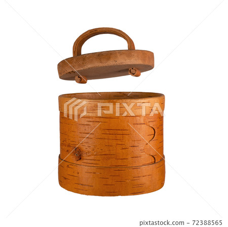Wooden rustic container for storing food and drinks. Isolated on white background. Wooden rustic container for storing food and drinks. Isolated on white background. 72388565