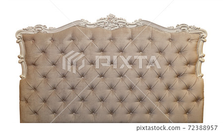 Beige velvet bed headboard isolated on white Beige velvet bed headboard isolated on white 72388957