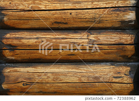 Background texture of vintage wooden logs wall 72388962