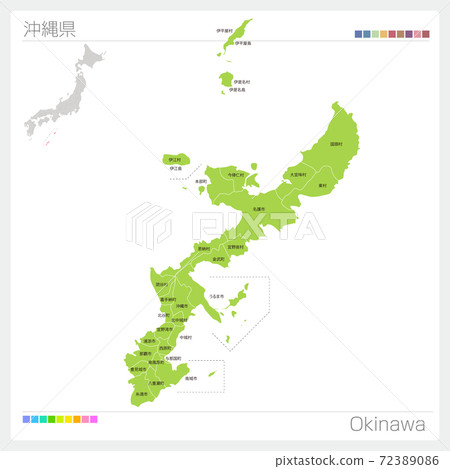 Map of Okinawa Prefecture, Okinawa, municipalities (municipalities, divisions) 72389086