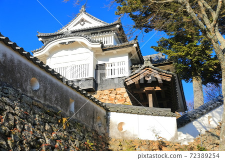 [岡山縣]碧山松山城在晴朗的天空下 72389254