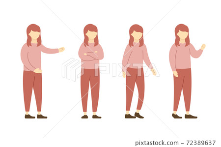 各種姿勢的年輕女性的插圖集/簡單/時尚/ 20多歲/ 30多歲/全身 72389637
