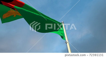 3d rendering of the national flag of the Zambia 3d rendering of the national flag of the Zambia 72391131