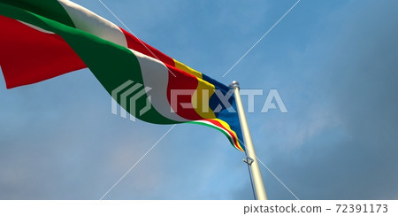 3d rendering of the national flag of the Seychelles 72391173