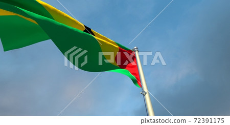 3d rendering of the national flag of the Sao Tome And Principe 72391175