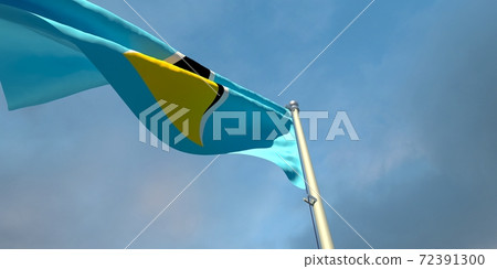 3d rendering of the national flag of the Saint Lucia 72391300