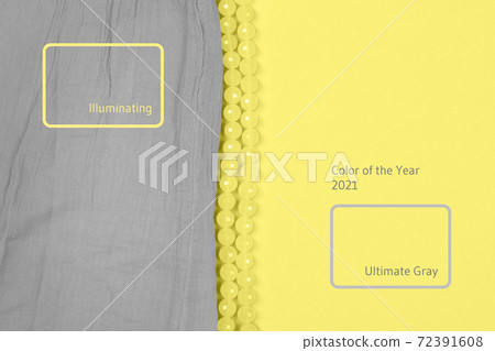 Gray cotton fabric on illuminating and bright yellow. Gray cotton fabric on illuminating and bright yellow. 72391608