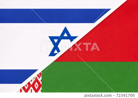 Israel and Belarus, symbol of national flags from textile. Israel and Belarus, symbol of national flags from textile. 72391700