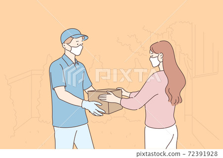 Delivery, quarantine, covid19, coronavirus, infection concept. Delivery, quarantine, covid19, coronavirus, infection concept. 72391928