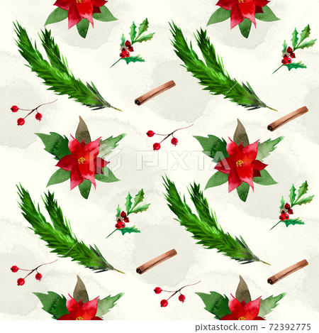 Seamless pattern watercolor Christmas symbol - Stock Illustration ...