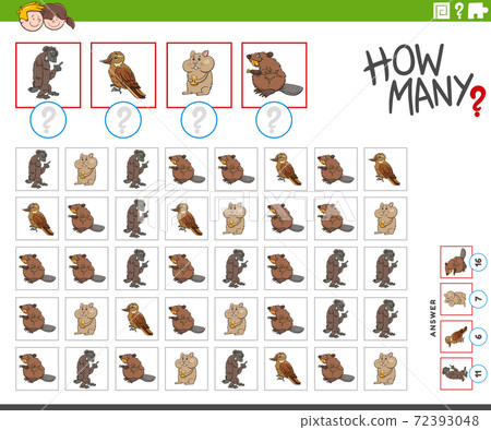 how many cartoon animal characters counting game 72393048