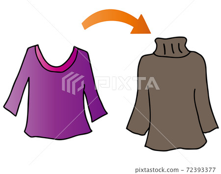Illustration of tops for changing clothes (autumn clothes to winter clothes) Illustration of tops for changing clothes (autumn clothes to winter clothes) 72393377