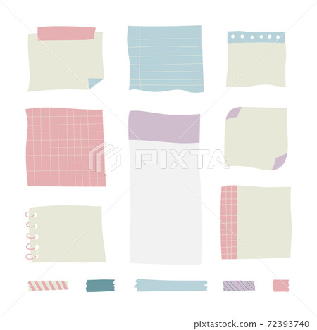 Memo notes icons detailed photo realistic vector set 72393740