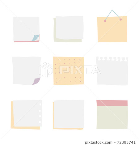 Set of three paper sticker templates with bent edge. Isolated on white background. Vector illustration, eps 10. 72393741
