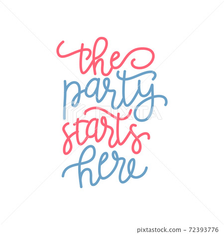 Starts here - hand drawn wedding romantic lettering phrase isolated on the white background. Fun brush ink vector calligraphy quote for invitations, greeting cards design, photo overlays Starts here - hand drawn wedding romantic lettering phrase isolated on the white background. Fun brush ink vector calligraphy quote for invitations, greeting cards design, photo overlays 72393776
