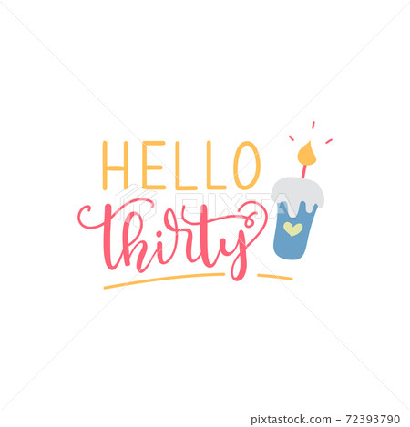 hello thirty handwritten lettering vector illustration hello thirty handwritten lettering vector illustration 72393790