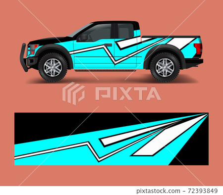 cargo van and car wrap vector, Truck decal designs, Graphic abstract stripe designs for offroad race, adventure and livery car 72393849