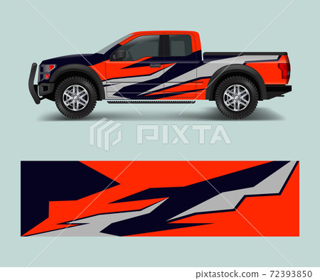 wrap graphic design vector for off road truck. Abstract sporty and adventure racing background. Full vector eps 10 72393850