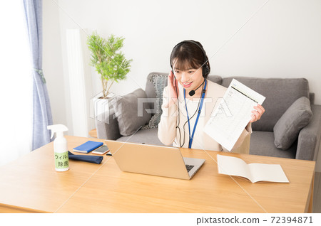 Woman working online sales Woman working online sales 72394871