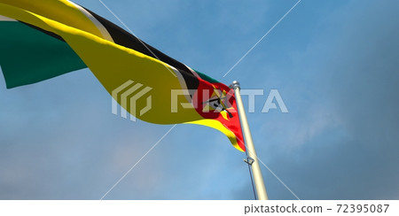 3d rendering of the national flag of the Mozambique 3d rendering of the national flag of the Mozambique 72395087