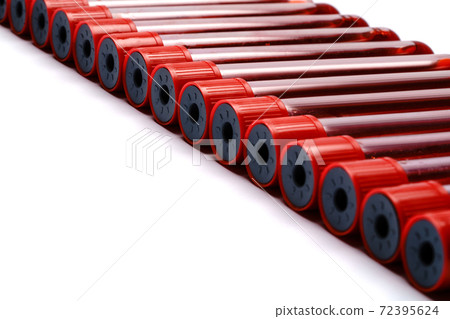 Test tubes with red plug isolated on white background 72395624