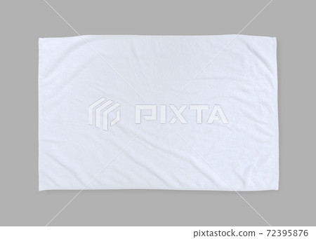 White towel mock up template cotton fabric wiper mockup isolated on grey background with clipping path, flat lay top view 72395876